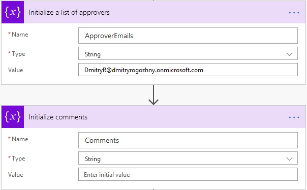 Flow initialize variables