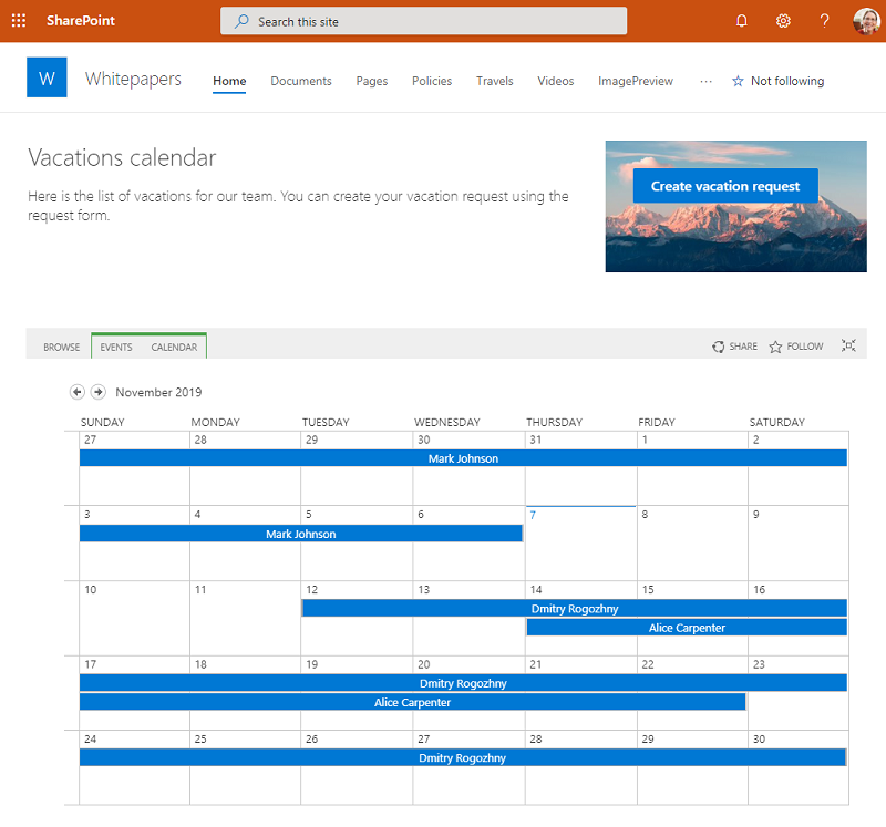 SharePoint calendar embed