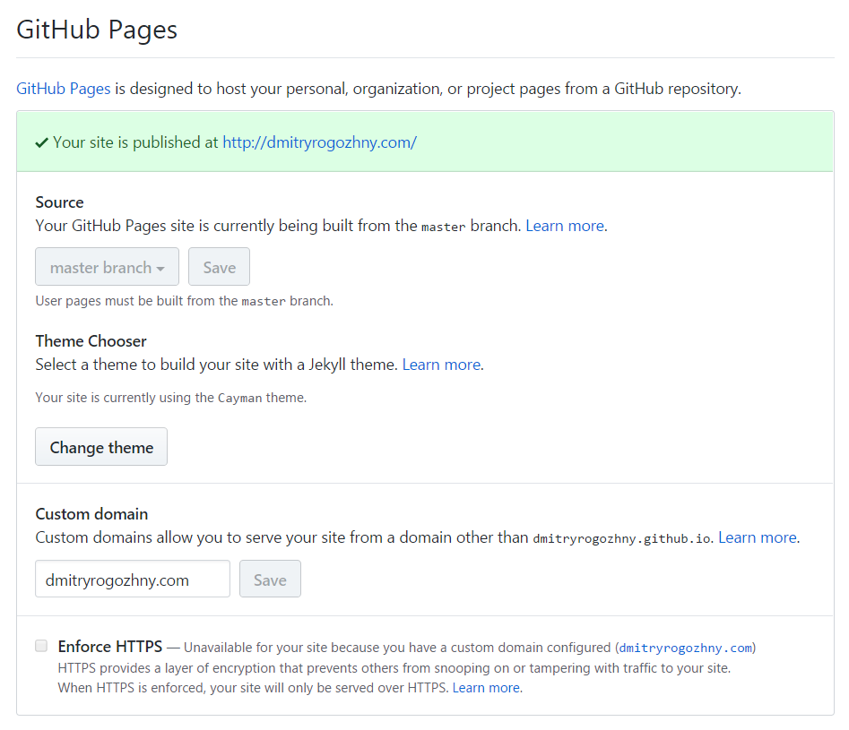 GitHub repository settings