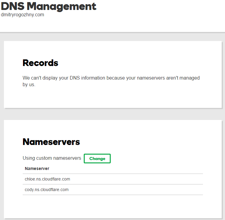 GoDaddy domain settings